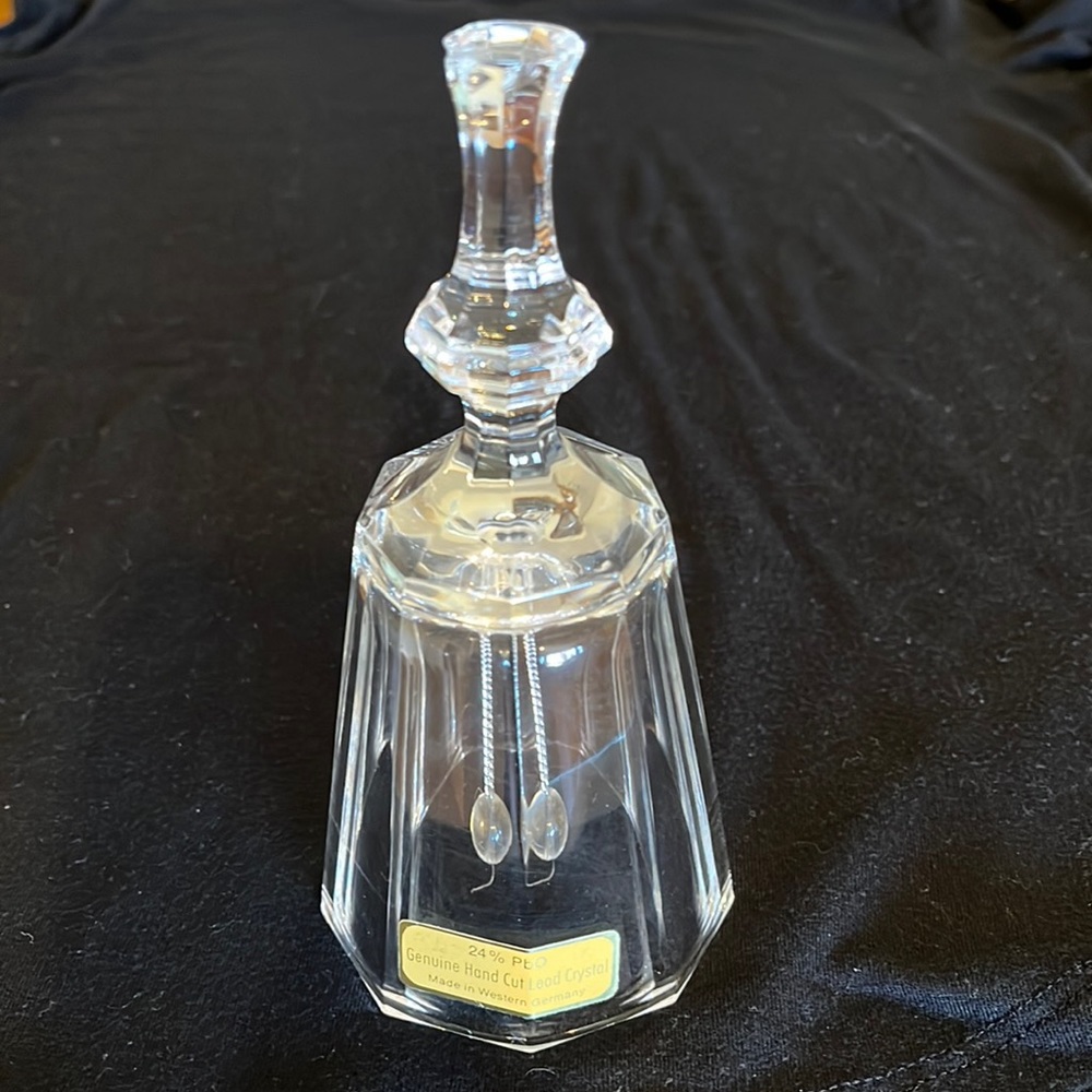 Vintage Crystal bell, 6”T, Genuine Hand Cut Crystal